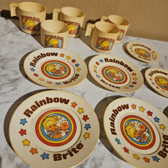 Vintage Rainbow Brite Childs Toy Teaset Bluebird Toys 1984 Cups And Saucers - Picture 2 of 10